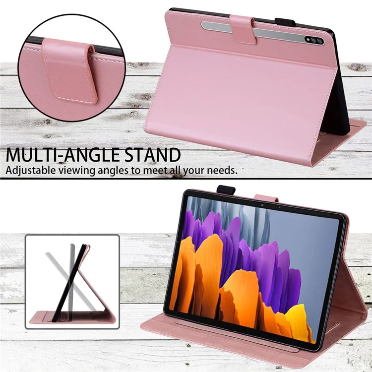 For Samsung Galaxy Tab S8 Leather Case Stand Tablet Cover Card Slots - Rose Gold