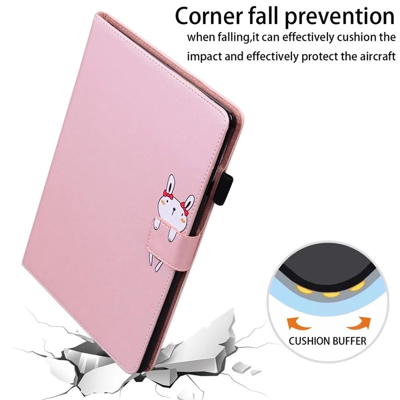 Card Slots Leather Case for Lenovo Tab M10 Plus (3rd Gen) Tablet Stand Cover Animal Pattern - Rose Gold