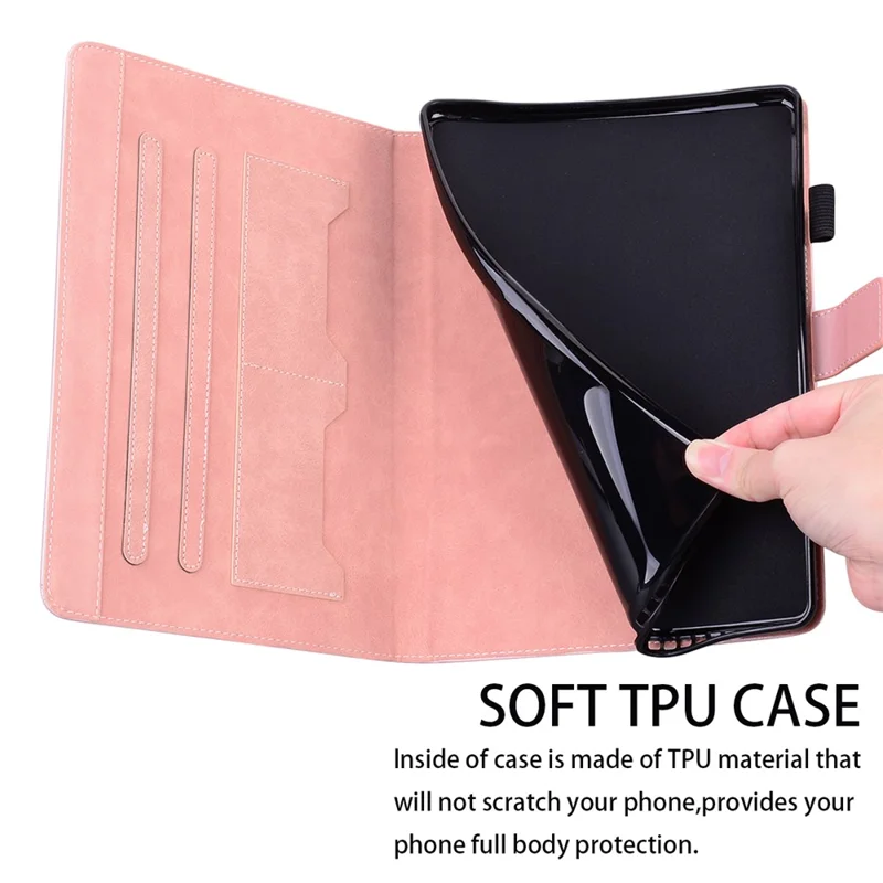 Ranuras de Tarjetas Case de Cuero Para Lenovo Tab M10 Plus (tercera Generación) Patrón de Animales de la Cubierta de la Tableta - Oro Rosa