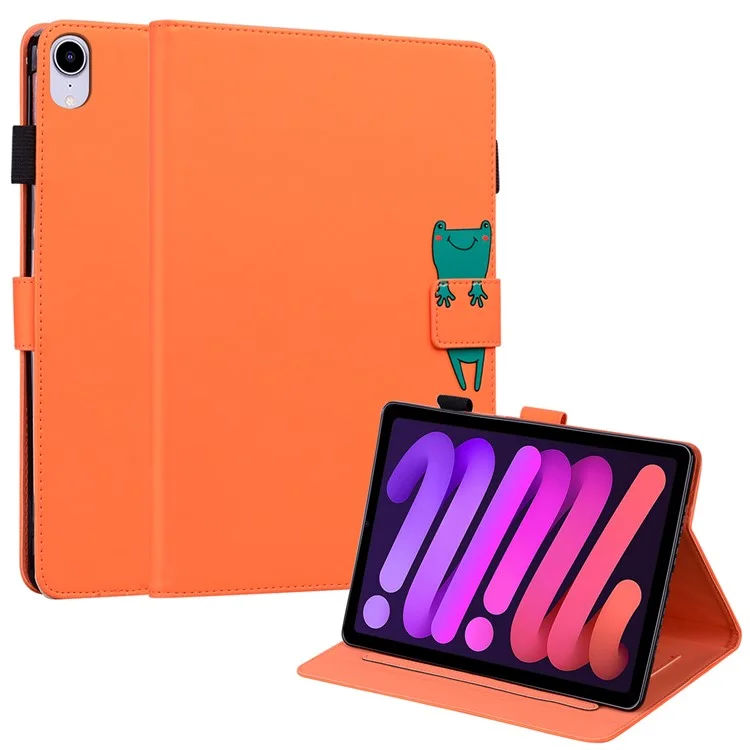 PU Leather Case for iPad mini (2021) Tablet Cover with Stand Card Slots - Orange