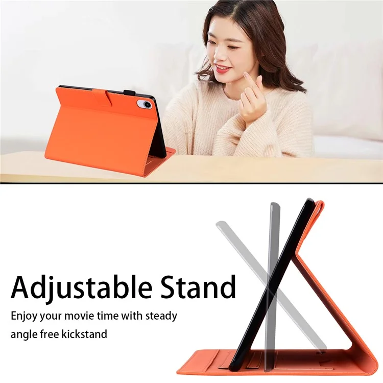 PU Leather Case for iPad mini (2024) / mini (2021) Tablet Cover with Stand Card Slots - Orange