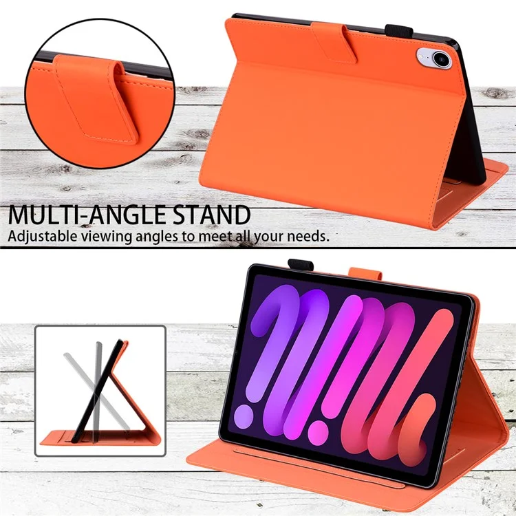 PU Leather Case for iPad mini (2024) / mini (2021) Tablet Cover with Stand Card Slots - Orange