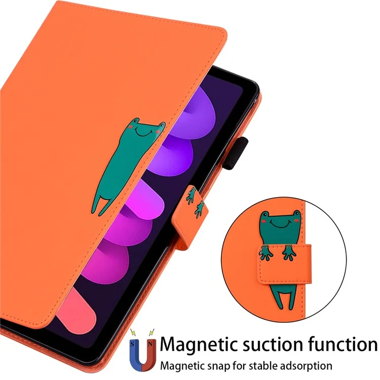 PU Leather Case for iPad mini (2024) / mini (2021) Tablet Cover with Stand Card Slots - Orange