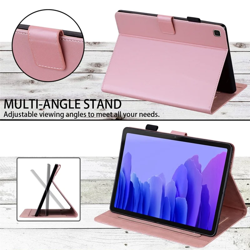 Para Samsung Galaxy Tab A7 10.4 (2020) /(2022) Caixa de Comprimido Stand Slots de Carteira de Couro - Rosa Ouro