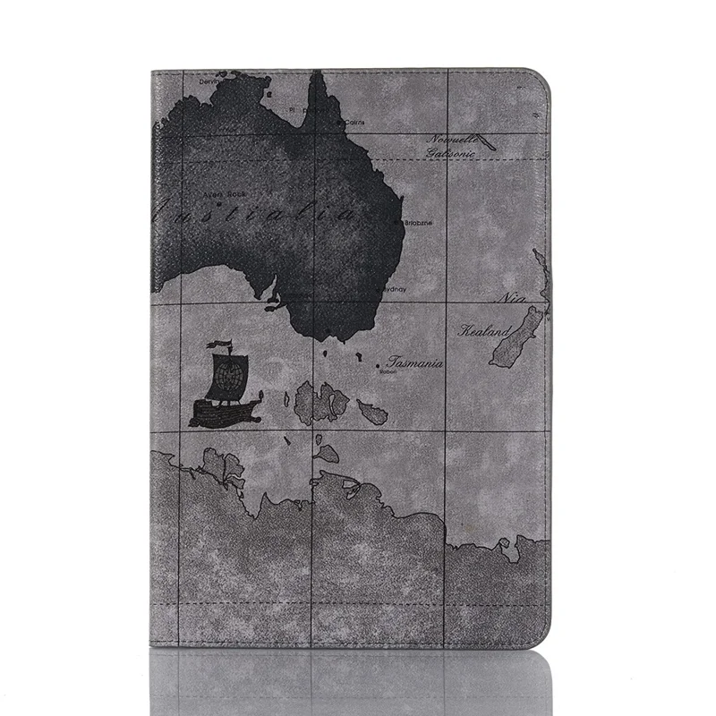 For Samsung Galaxy Tab S9+ Map Pattern Case PU Leather Stand Wallet Protective Tablet Cover - Grey