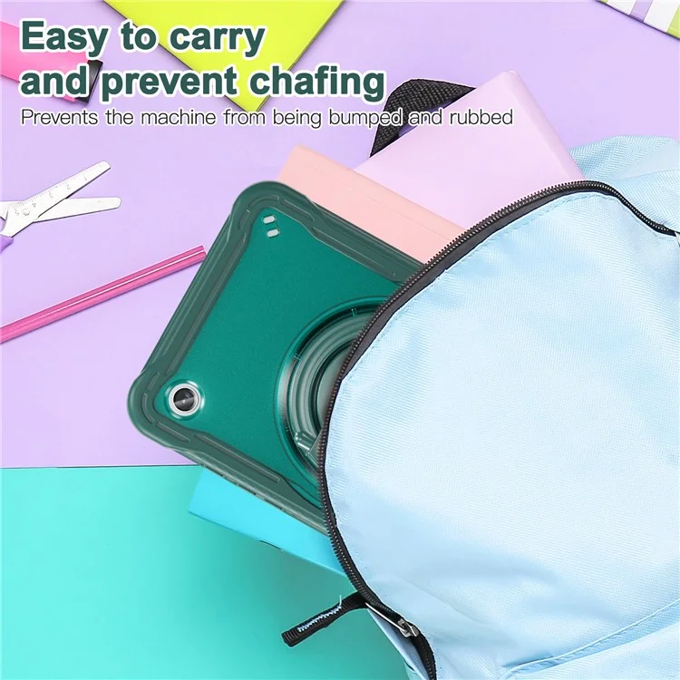 Für Samsung Galaxy Tab A9 SM-X110 / X115 / X117 Kickstand Case Tablet Cover Rotating Handle Grip - Midnight Green