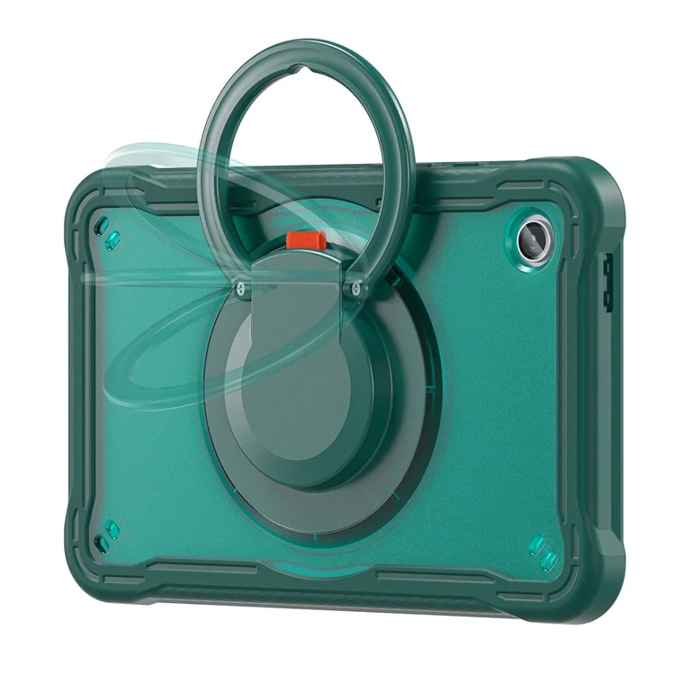 Für Samsung Galaxy Tab A9 SM-X110 / X115 / X117 Kickstand Case Tablet Cover Rotating Handle Grip - Midnight Green