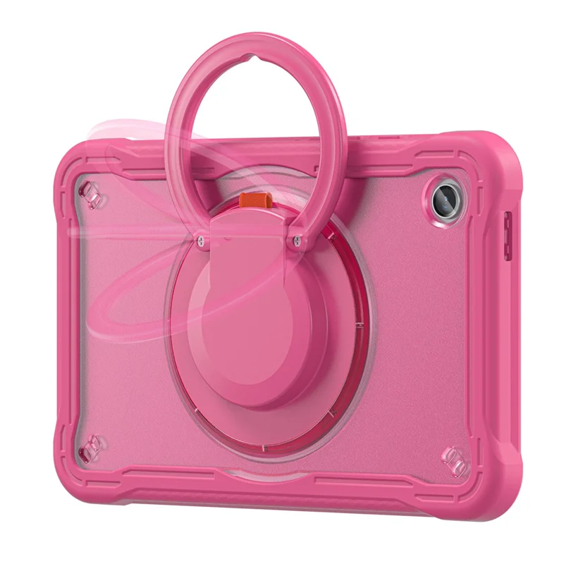 For Samsung Galaxy Tab A9 SM-X110 / X115 / X117 Kickstand Case Tablet Cover Rotating Handle Grip - Rose