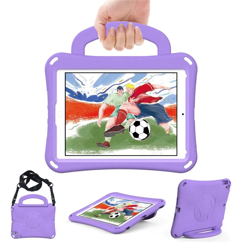 Для iPad Air (2013) / Air 2 / iPad 9.7-дюймов (2017) / (2018) Футбольный узор чехол EVA Защитная ручка Чехол для планшета - Светло-фиолетовый