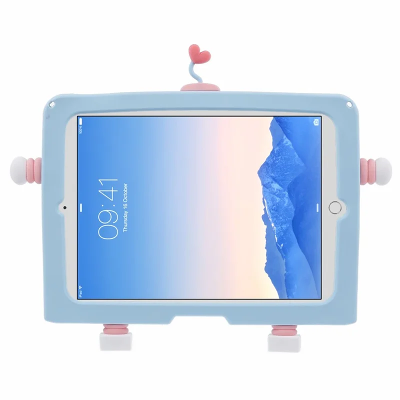 For iPad Air (2013) / Air 2 / iPad 9.7-inch (2017) / (2018) Silicone Tablet Case PC Kickstand Cover with Lanyard