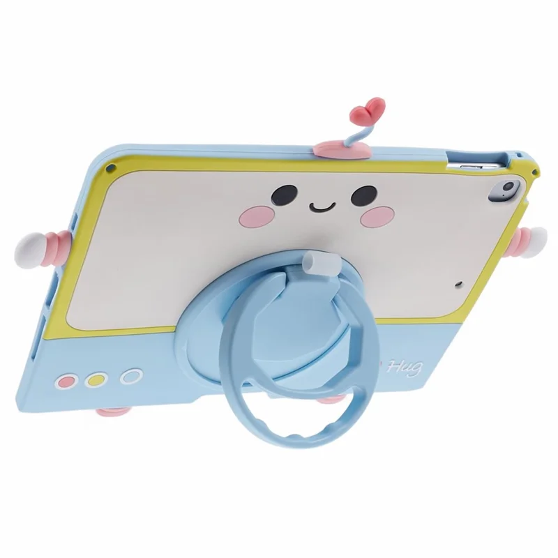 For iPad Air (2013) / Air 2 / iPad 9.7-inch (2017) / (2018) Silicone Tablet Case PC Kickstand Cover with Lanyard