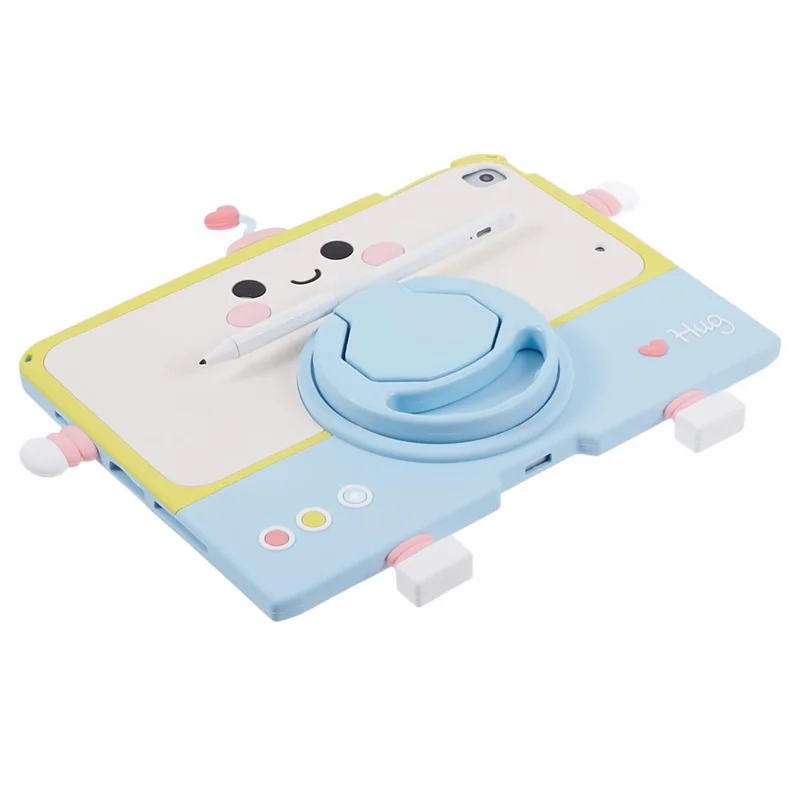 For iPad Air (2013) / Air 2 / iPad 9.7-inch (2017) / (2018) Silicone Tablet Case PC Kickstand Cover with Lanyard