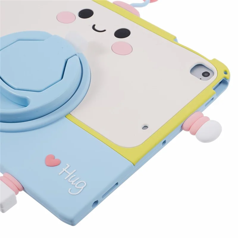 For iPad Air (2013) / Air 2 / iPad 9.7-inch (2017) / (2018) Silicone Tablet Case PC Kickstand Cover with Lanyard