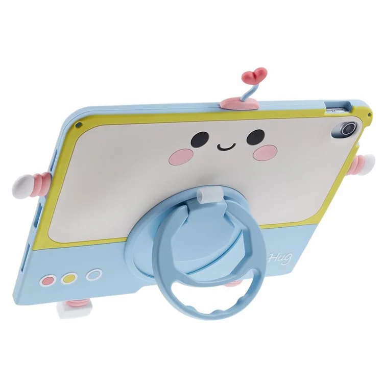 Para iPad 10.9 (2022) Silicone Case Robot Style PC Kickstand Tablet Cover with Lanyard