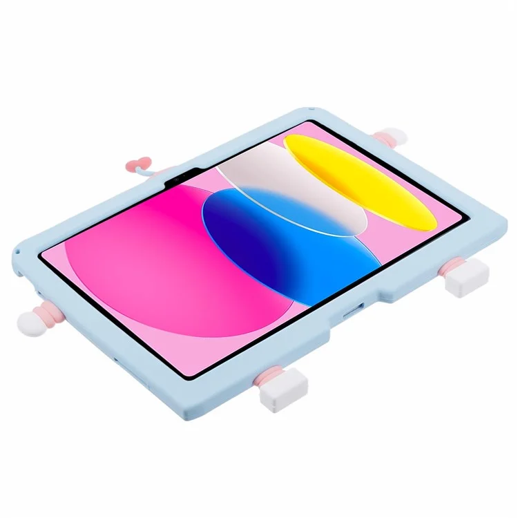 Para iPad 10.9 (2022) Silicone Case Robot Style PC Kickstand Tablet Cover with Lanyard