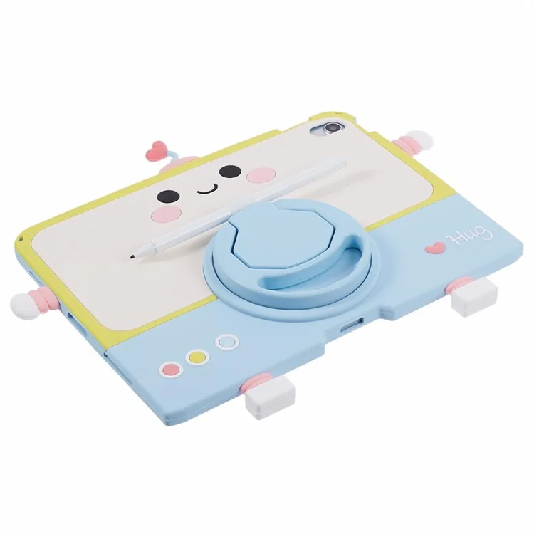 Para iPad 10.9 (2022) Silicone Case Robot Style PC Kickstand Tablet Cover with Lanyard