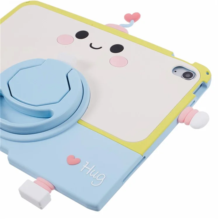 Para iPad 10.9 (2022) Silicone Case Robot Style PC Kickstand Tablet Cover with Lanyard
