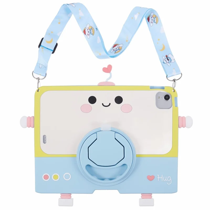 For iPad Air (2020) / (2022) / iPad Pro 11 (2020) / (2021) / (2022) Silicone Case Kickstand Tablet Cover with Lanyard