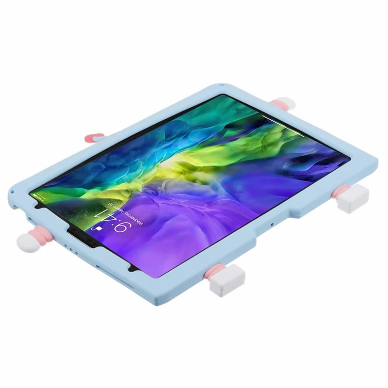 For iPad Air (2020) / (2022) / iPad Pro 11 (2020) / (2021) / (2022) Silicone Case Kickstand Tablet Cover with Lanyard