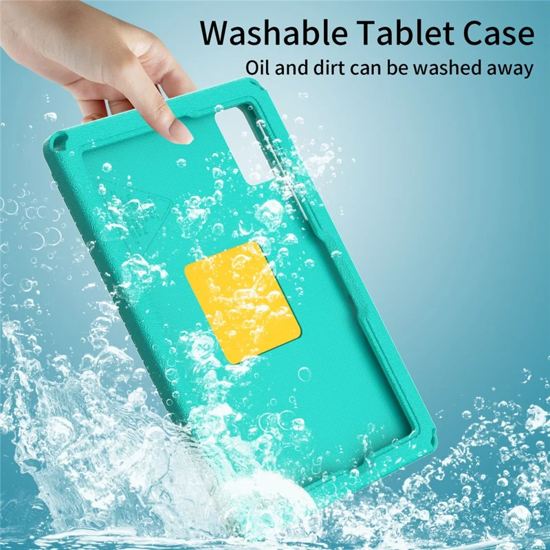 For Samsung Galaxy Tab A11+ / A9+ Eagle Pattern Case Rotating Grip Handle Kickstand Cover with Shoulder Strap - Light Green