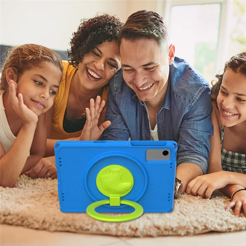 For Samsung Galaxy Tab A11+ / A9+ Eagle Pattern Case Rotating Grip Handle Kickstand Cover with Shoulder Strap - Light Green