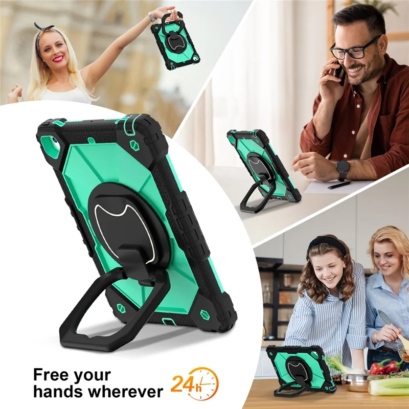 C3 for iPad Pro 9.7 inch (2016) / iPad 9.7-inch (2017) / (2018) Tablet Case Cover Handle Kickstand - Black+Mint Green