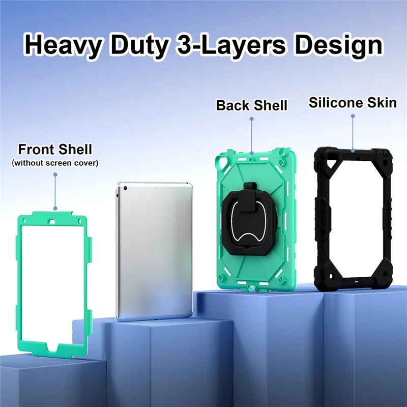 C3 for iPad Pro 9.7 inch (2016) / iPad 9.7-inch (2017) / (2018) Tablet Case Cover Handle Kickstand - Black+Mint Green