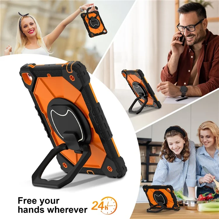 C3 for iPad Pro 9.7 inch (2016) / iPad 9.7-inch (2017) / (2018) Tablet Case Cover Handle Kickstand - Black+Orange