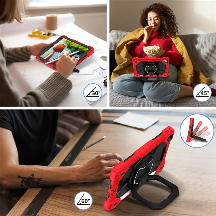 C3 for iPad Pro 9.7 inch (2016) / iPad 9.7-inch (2017) / (2018) Tablet Case Cover Handle Kickstand - Red+Black