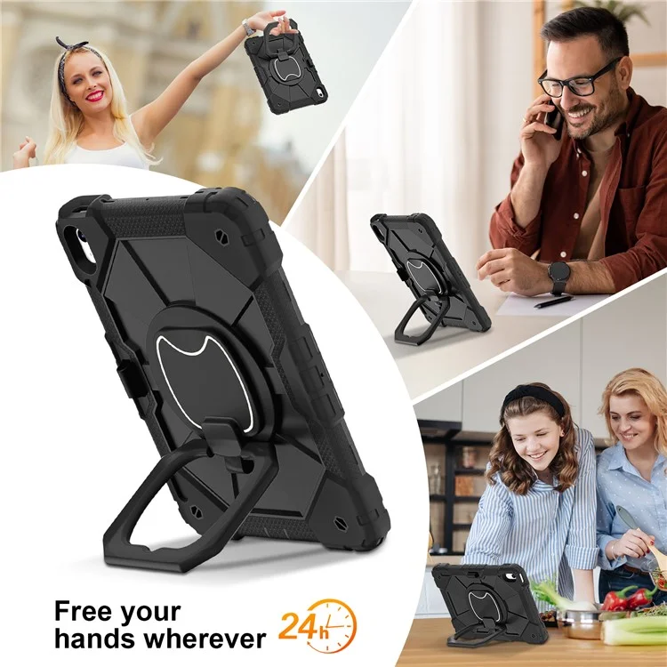Capa C3 para iPad 10.9 (2022) Contraste de Cor Silicone+PC Suporte Anti-queda Tampa do Tablet - Preto+Preto
