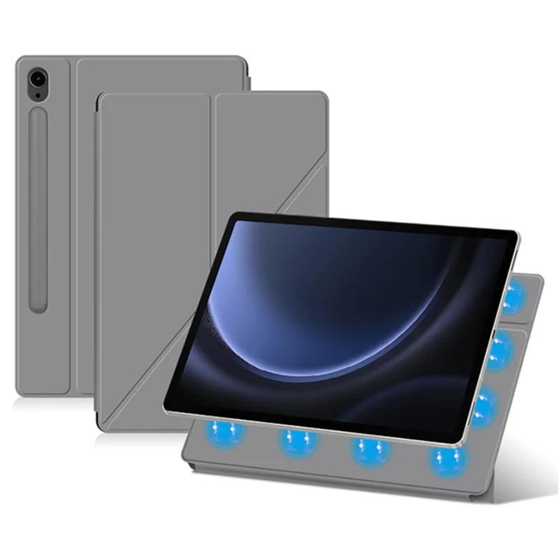 For Samsung Galaxy Tab S10 FE / S9 FE / S9 Case Magnetic V-Fold Stand Tablet Cover with Auto Sleep  /  Wake - Grey