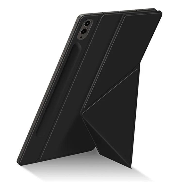 Pour Samsung Galaxy Tab S9 FE+ Étui Magnétique en Cuir PU + PC Anti-rayures Support Pliant en V Étui pour Tablette - Noir