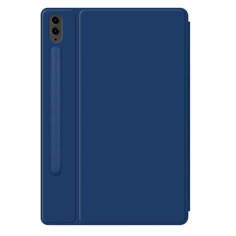 For Samsung Galaxy Tab S9 FE+ Case Magnetic PU Leather+PC Anti-scratch V-fold Stand Tablet Cover - Blue