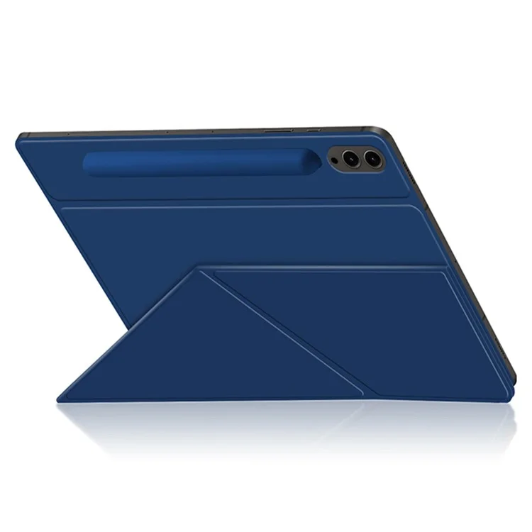 For Samsung Galaxy Tab S9 FE+ Case Magnetic PU Leather+PC Anti-scratch V-fold Stand Tablet Cover - Blue