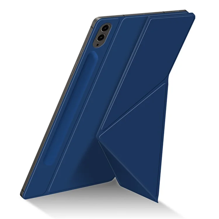 For Samsung Galaxy Tab S9 FE+ Case Magnetic PU Leather+PC Anti-scratch V-fold Stand Tablet Cover - Blue