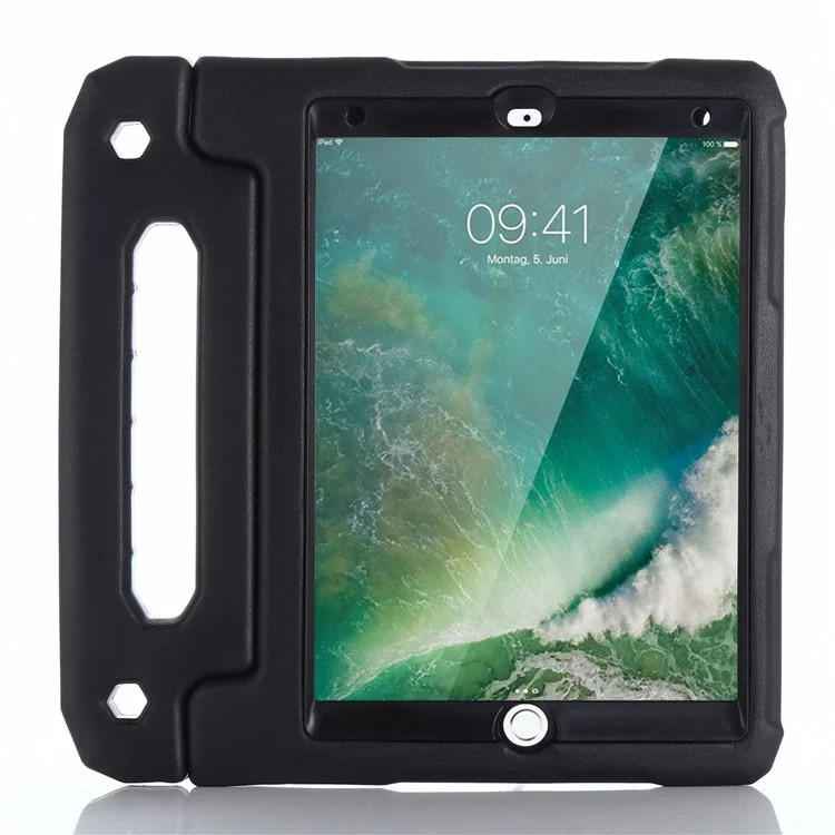 For iPad 10.2 (2021)  /  (2020)  /  (2019) Case EVA Anti-drop Protective Tablet Cover with Front Lid and Kickstand Handle - Black