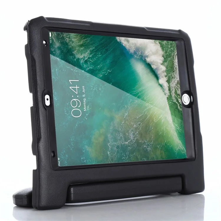 For iPad 10.2 (2021)  /  (2020)  /  (2019) Case EVA Anti-drop Protective Tablet Cover with Front Lid and Kickstand Handle - Black