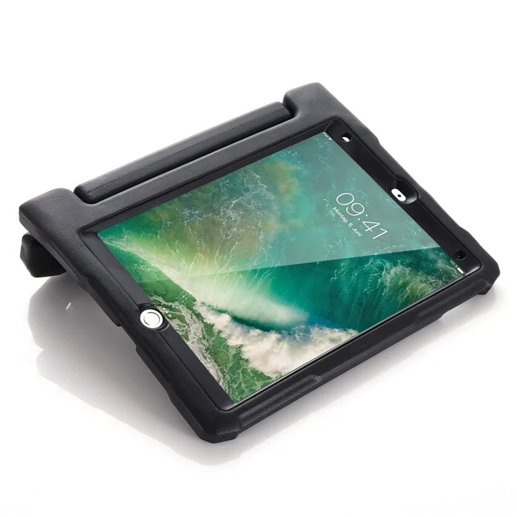 For iPad 10.2 (2021)  /  (2020)  /  (2019) Case EVA Anti-drop Protective Tablet Cover with Front Lid and Kickstand Handle - Black