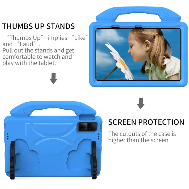 For Xiaomi Redmi Pad / Lenovo Tab M10 Plus (3rd Gen) Tablet EVA Case with Thumb Kickstand - Blue