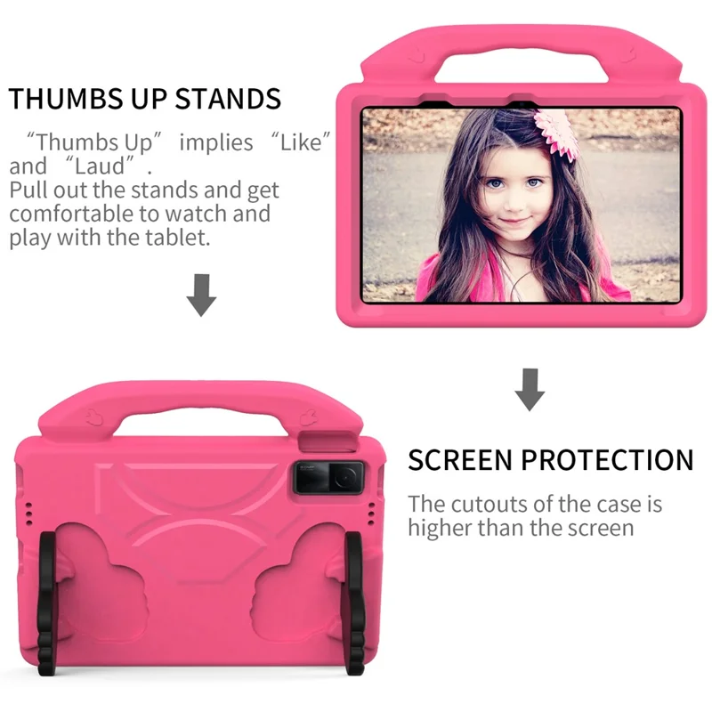 For Xiaomi Redmi Pad / Lenovo Tab M10 Plus (3rd Gen) Tablet EVA Case with Thumb Kickstand - Rose
