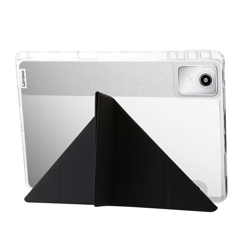 For Lenovo Tab M11 / Xiaoxin Pad 11 2024 Tablet Case Origami Stand TPU+Acrylic+PU Flip Cover - Black