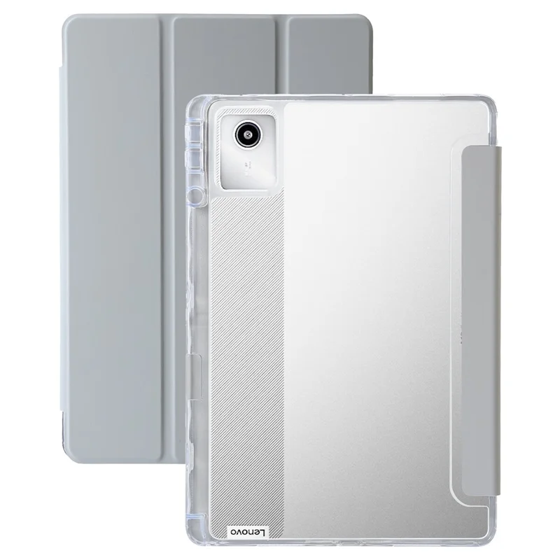 For Lenovo Tab M11 / Xiaoxin Pad 11 2024 Case TPU+Acrylic+PU Tablet Cover with Tri-fold Stand - Grey