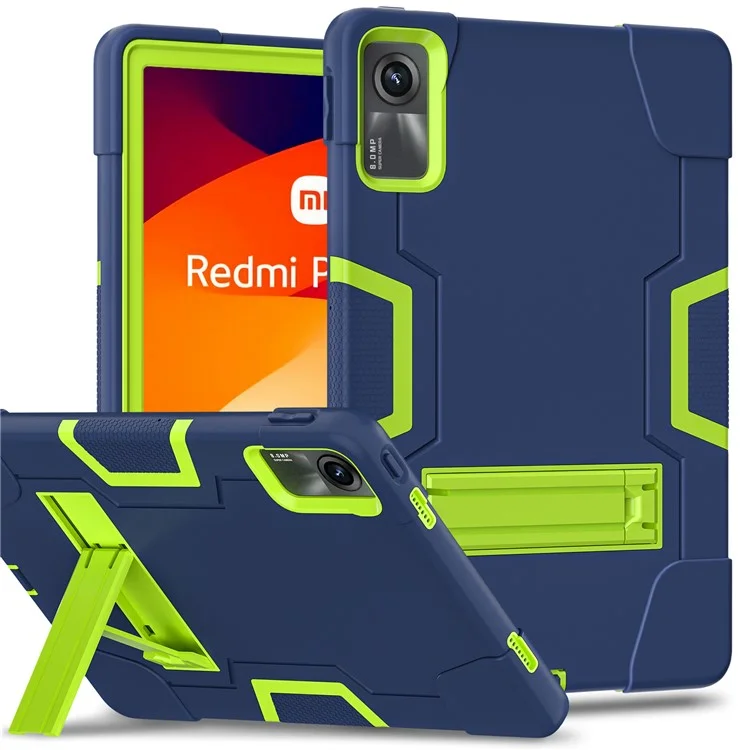 For Xiaomi Redmi Pad SE Case PC+Silicone Tablet Protective Cover - Navy Blue / Green