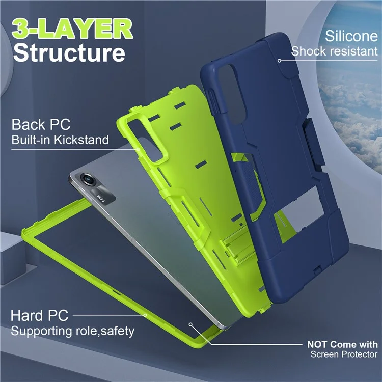 For Xiaomi Redmi Pad SE Case PC+Silicone Tablet Protective Cover - Navy Blue / Green