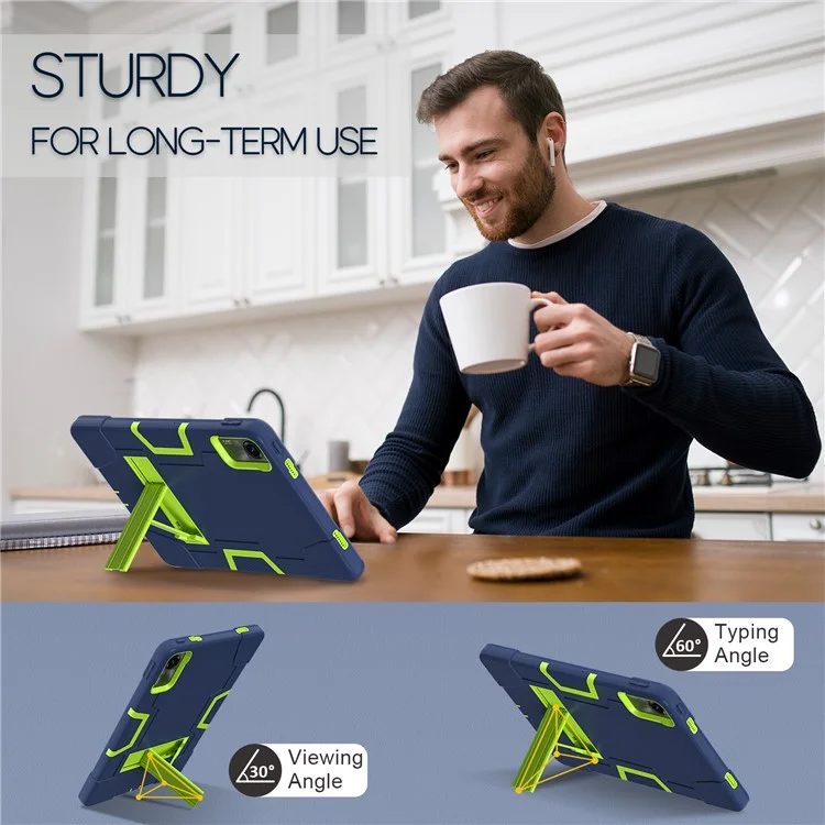 For Xiaomi Redmi Pad SE Case PC+Silicone Tablet Protective Cover - Navy Blue / Green