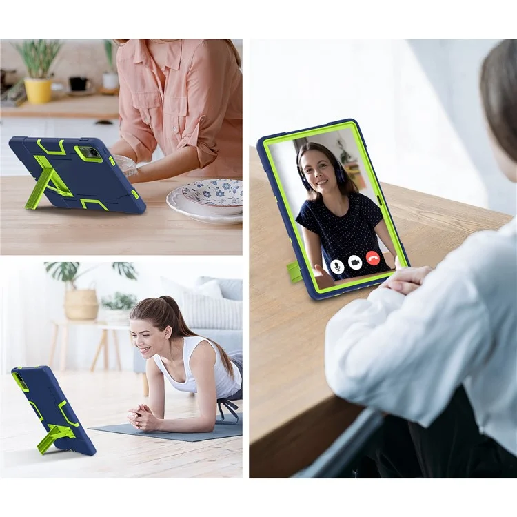 For Xiaomi Redmi Pad SE Case PC+Silicone Tablet Protective Cover - Navy Blue / Green