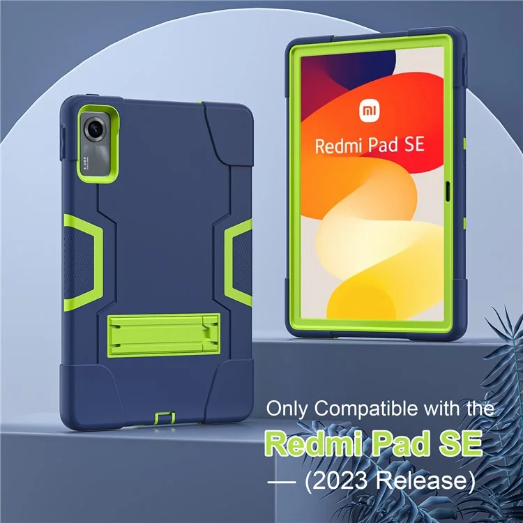 For Xiaomi Redmi Pad SE Case PC+Silicone Tablet Protective Cover - Navy Blue / Green