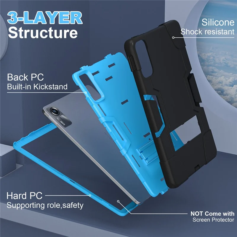 For Xiaomi Redmi Pad SE Case PC+Silicone Tablet Protective Cover - Black / Blue