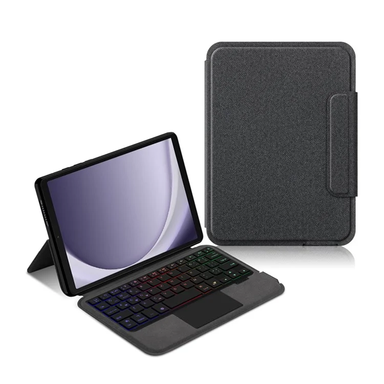 Custodia in pelle per Samsung Galaxy Tab A9 + Tastiera Bluetooth con touchpad e retroilluminazione