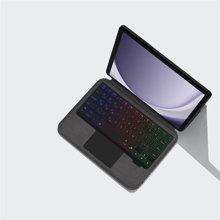 Custodia in pelle per Samsung Galaxy Tab A9 + Tastiera Bluetooth con touchpad e retroilluminazione